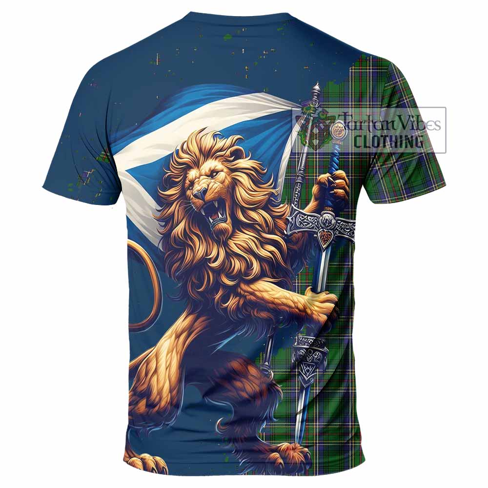 Tartan Vibes Clothing Cockburn Tartan Family Crest T-Shirt with Scottish Majestic Lion