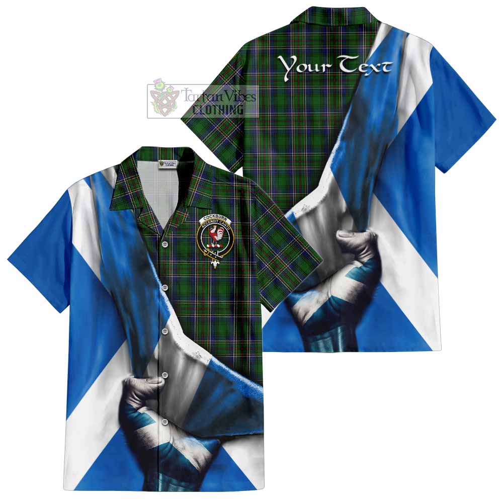 Tartan Vibes Clothing Cockburn Tartan Short Sleeve Button Shirt with Family Crest Scotland Patriotic Style