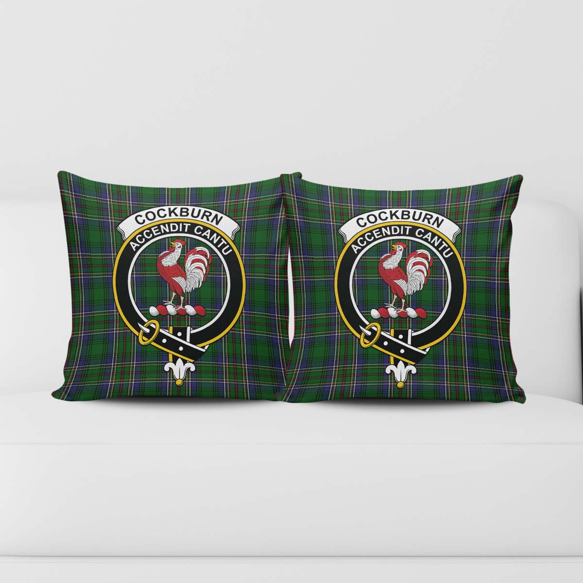 Cockburn Tartan Pillow Cover with Family Crest - Tartanvibesclothing