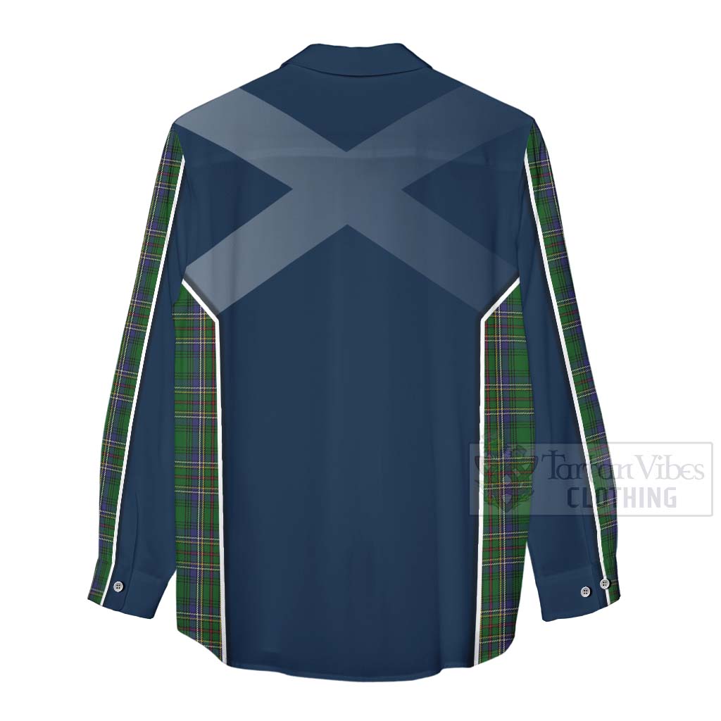 Tartan Vibes Clothing Cockburn Tartan Women's Casual Shirt with Family Crest and Scottish Thistle Vibes Sport Style