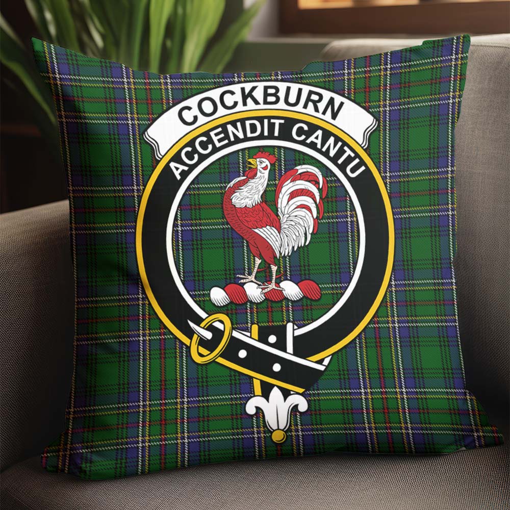 Cockburn Tartan Pillow Cover with Family Crest - Tartanvibesclothing