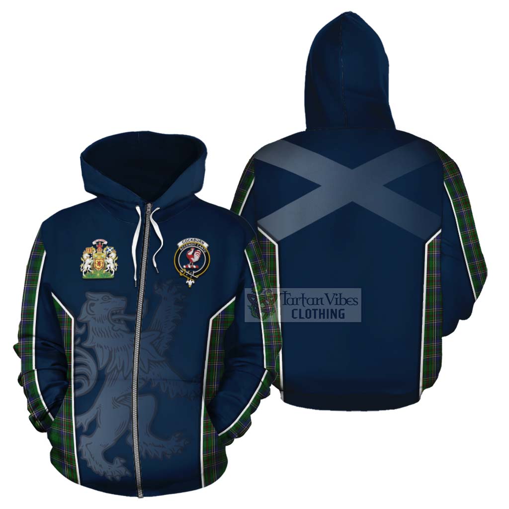 Tartan Vibes Clothing Cockburn Tartan Cotton Hoodie with Family Crest and Lion Rampant Vibes Sport Style