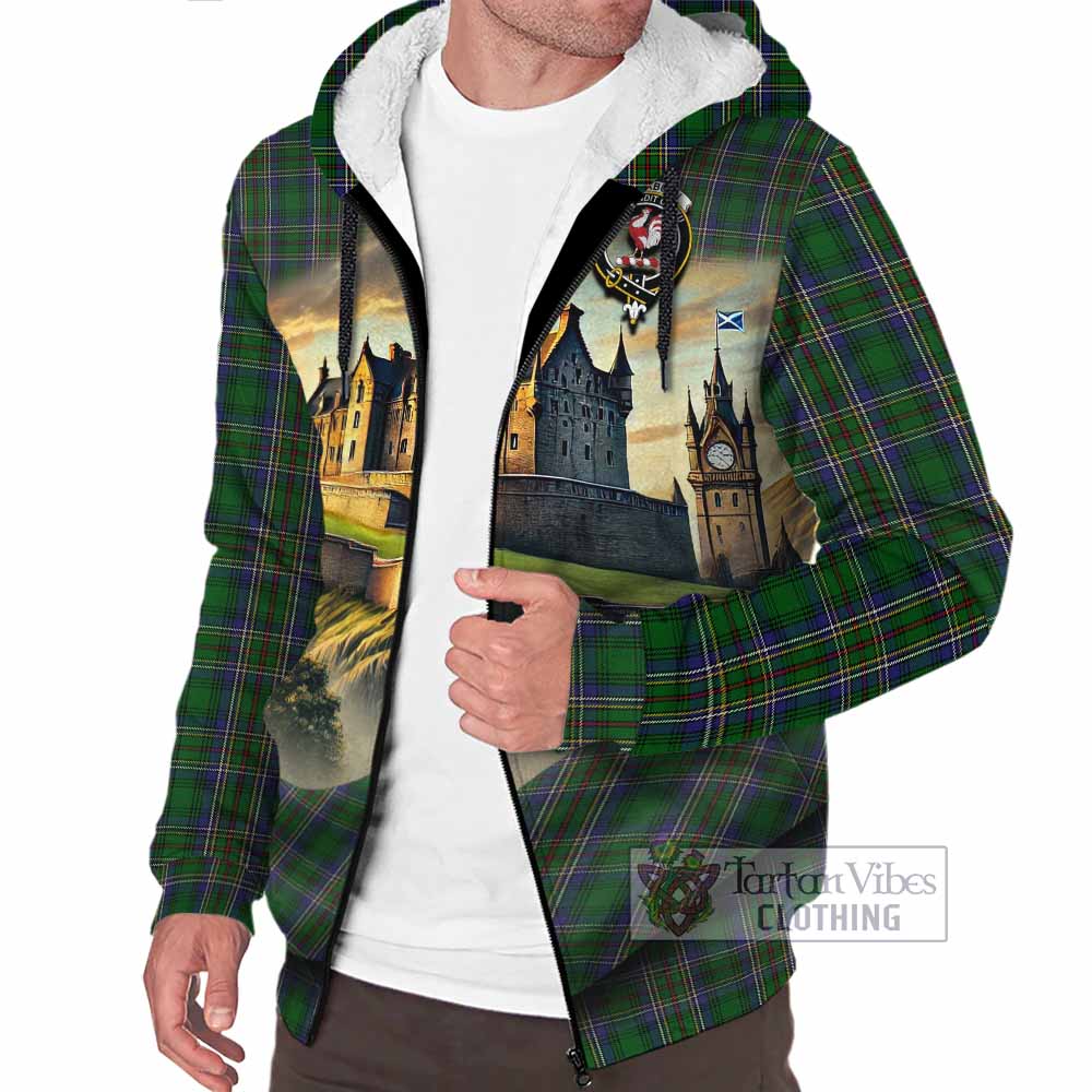 Cockburn Tartan Family Crest Sherpa Hoodie with Scottish Ancient Castle Style - Tartan Vibes Clothing