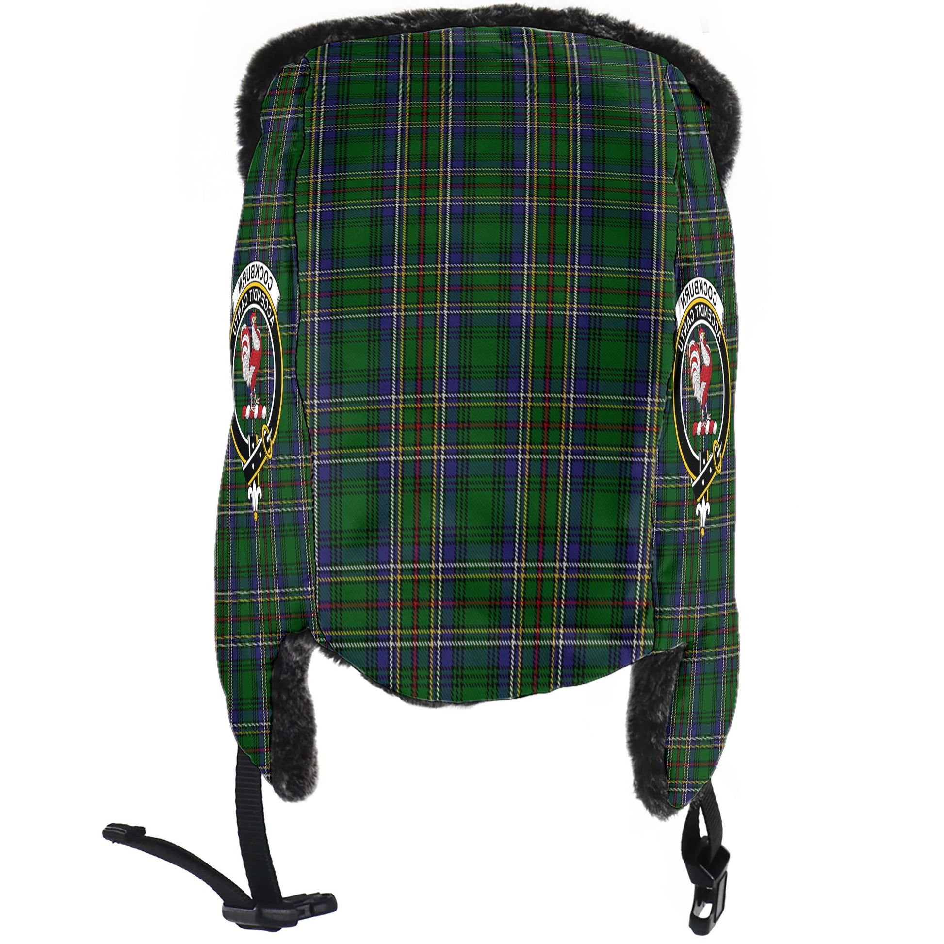 Cockburn Tartan Winter Trapper Hat with Family Crest - Tartanvibesclothing