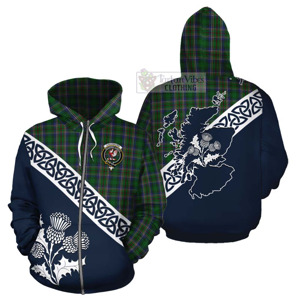 Tartan Vibes Clothing Cockburn Tartan Cotton Hoodie Featuring Thistle and Scotland Map