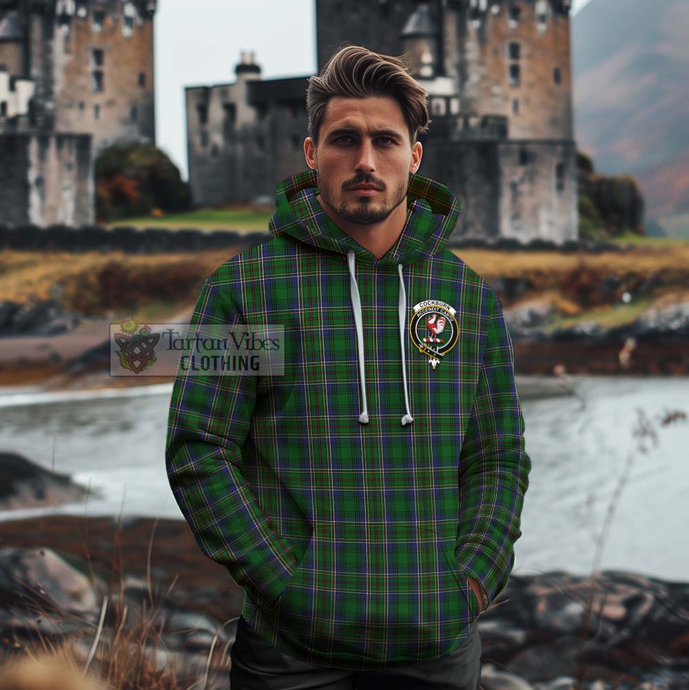 Tartan Vibes Clothing Cockburn Tartan Cotton Hoodie with Family Crest Celtic Skull Style