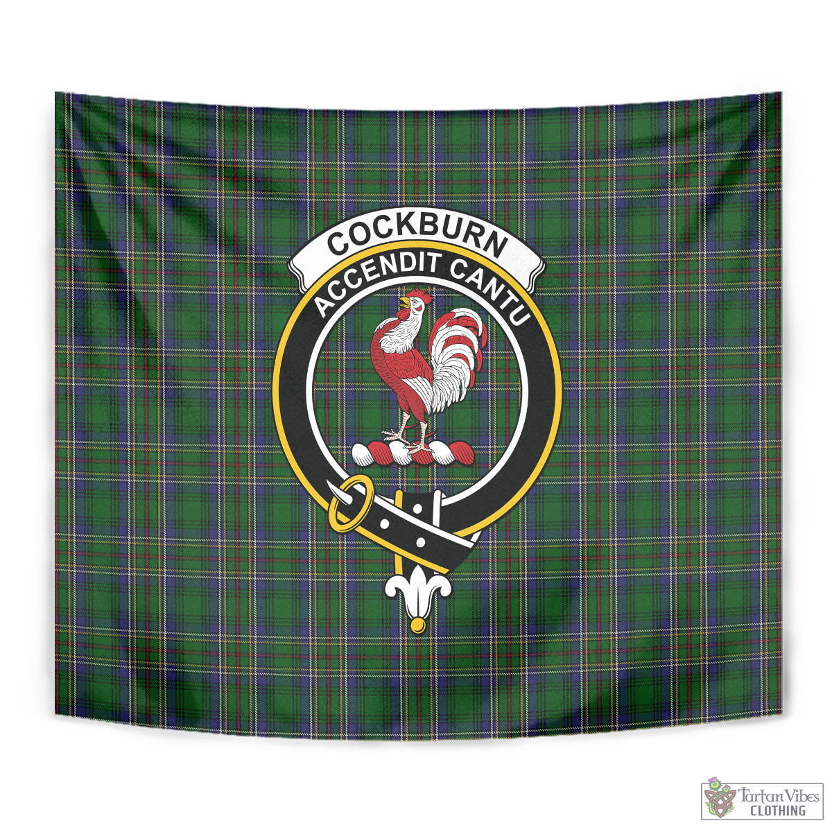 Tartan Vibes Clothing Cockburn Tartan Tapestry Wall Hanging and Home Decor for Room with Family Crest