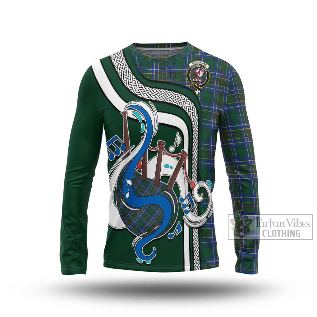 Tartan Vibes Clothing Cockburn Ancient Tartan Long Sleeve T-Shirt with Epic Bagpipe Style