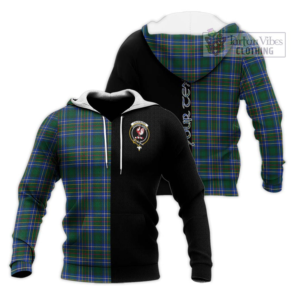 Cockburn Ancient Tartan Knitted Hoodie with Family Crest and Half Of Me Style Unisex Knitted Pullover Hoodie - Tartanvibesclothing Shop