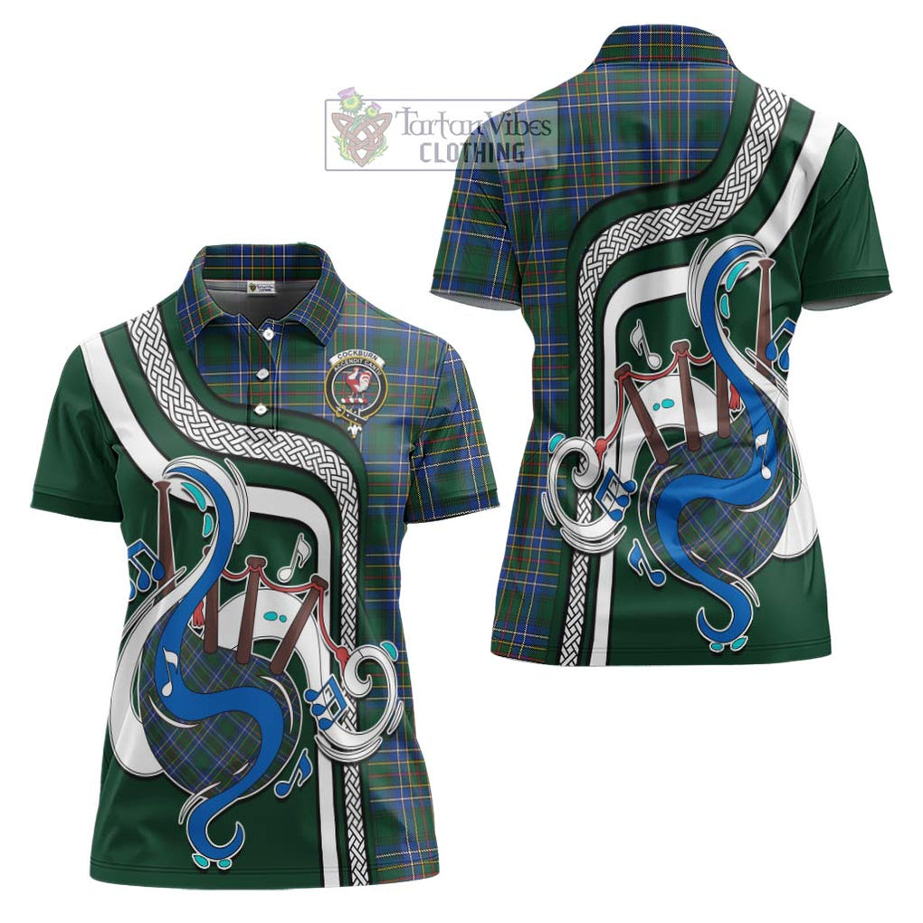 Cockburn Ancient Tartan Women's Polo Shirt with Epic Bagpipe Style Women - Tartanvibesclothing Shop