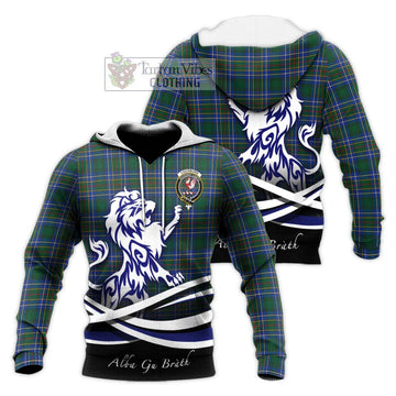 Cockburn Ancient Tartan Knitted Hoodie with Alba Gu Brath Regal Lion Emblem