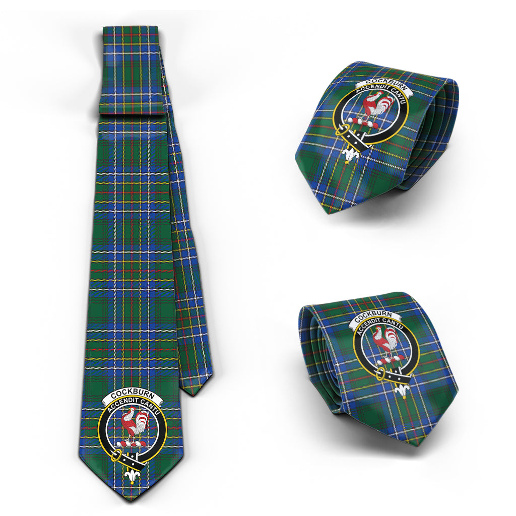 Cockburn Ancient Tartan Classic Necktie with Family Crest Necktie One Size - Tartan Vibes Clothing