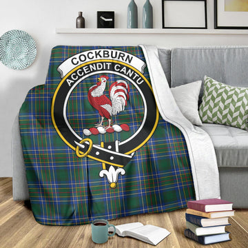 Cockburn Ancient Tartan Blanket with Family Crest