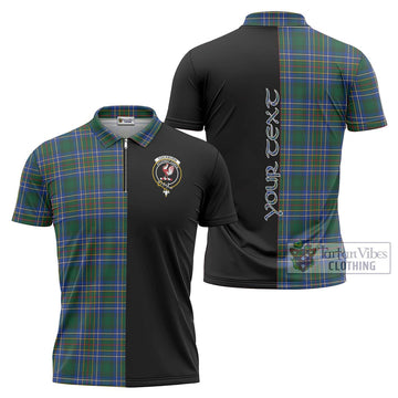 Cockburn Ancient Tartan Zipper Polo Shirt with Family Crest and Half Of Me Style