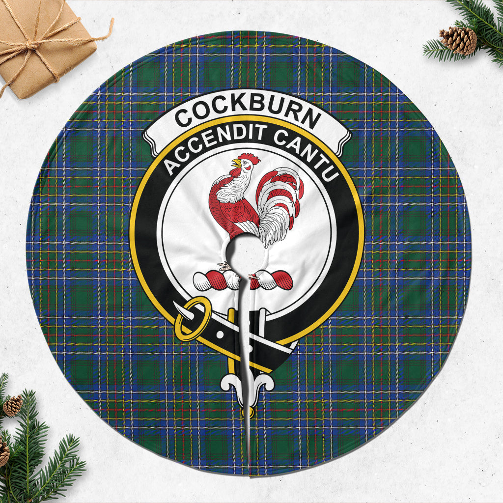 Cockburn Ancient Tartan Christmas Tree Skirt with Family Crest - Tartanvibesclothing