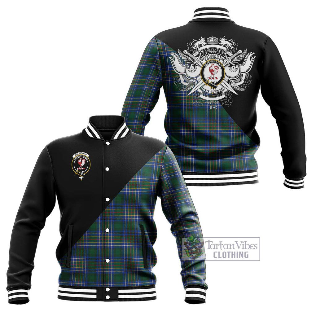 Cockburn Ancient Tartan Baseball Jacket with Family Crest and Military Logo Style Unisex - Tartanvibesclothing Shop