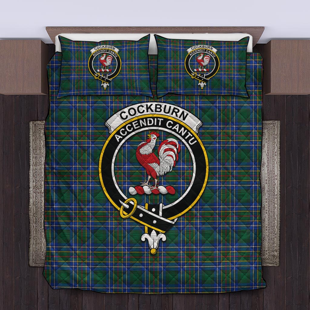 Cockburn Ancient Tartan Quilt Bed Set with Family Crest Twin - Tartan Vibes Clothing