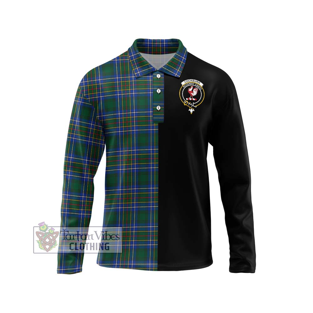 Cockburn Ancient Tartan Long Sleeve Polo Shirt with Family Crest and Half Of Me Style Unisex - Tartanvibesclothing Shop