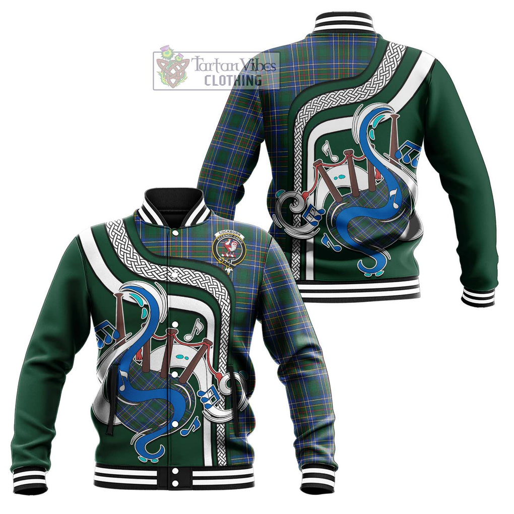 Tartan Vibes Clothing Cockburn Ancient Tartan Baseball Jacket with Epic Bagpipe Style