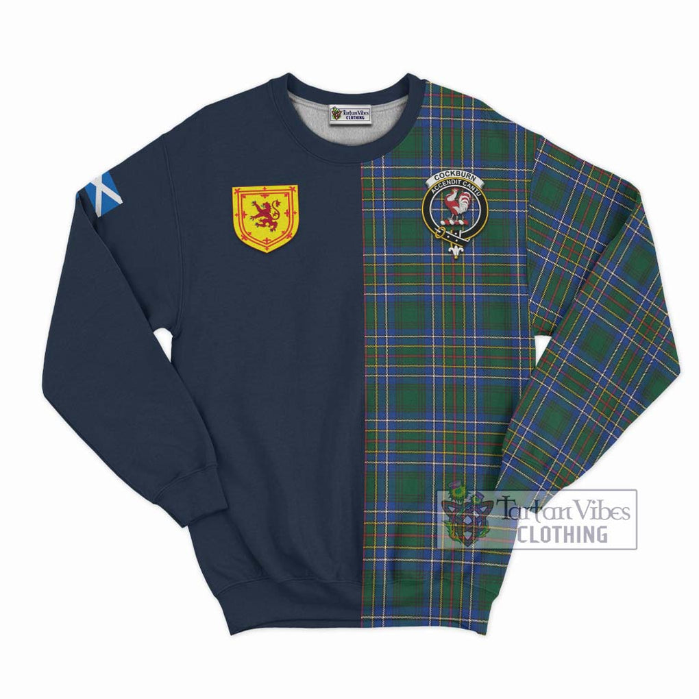 Tartan Vibes Clothing Cockburn Ancient Tartan Sweatshirt with Scottish Lion Royal Arm Half Style