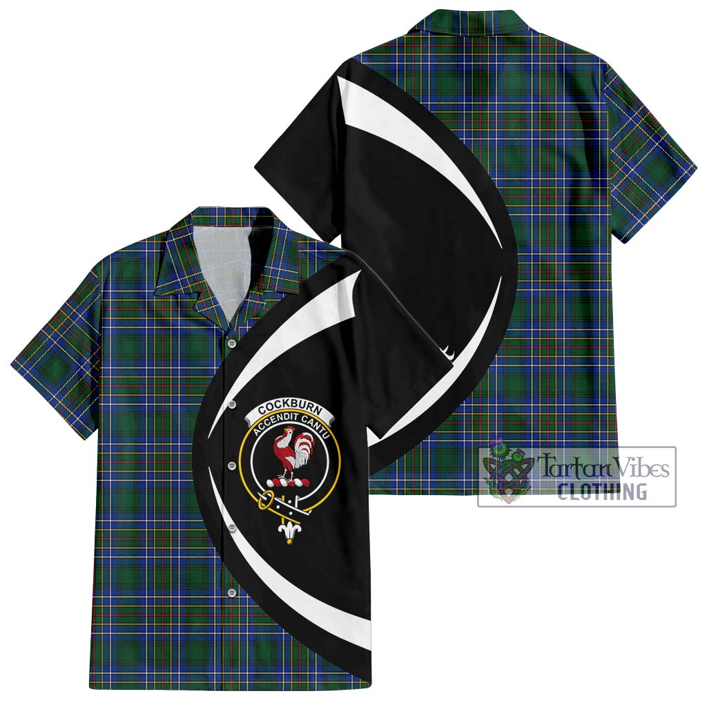 Cockburn Ancient Tartan Short Sleeve Button Up with Family Crest Circle Style Kid - Tartan Vibes Clothing