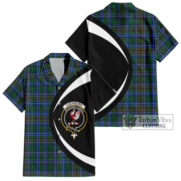 Cockburn Ancient Tartan Short Sleeve Button Up with Family Crest Circle Style