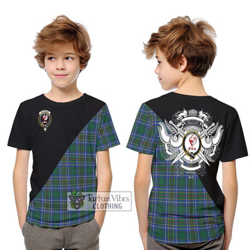 Cockburn Ancient Tartan Kid T-Shirt with Family Crest and Military Logo Style