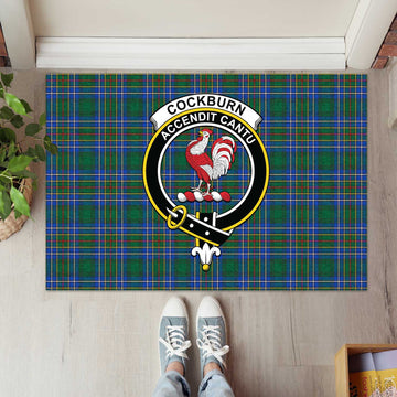 Cockburn Ancient Tartan Door Mat with Family Crest