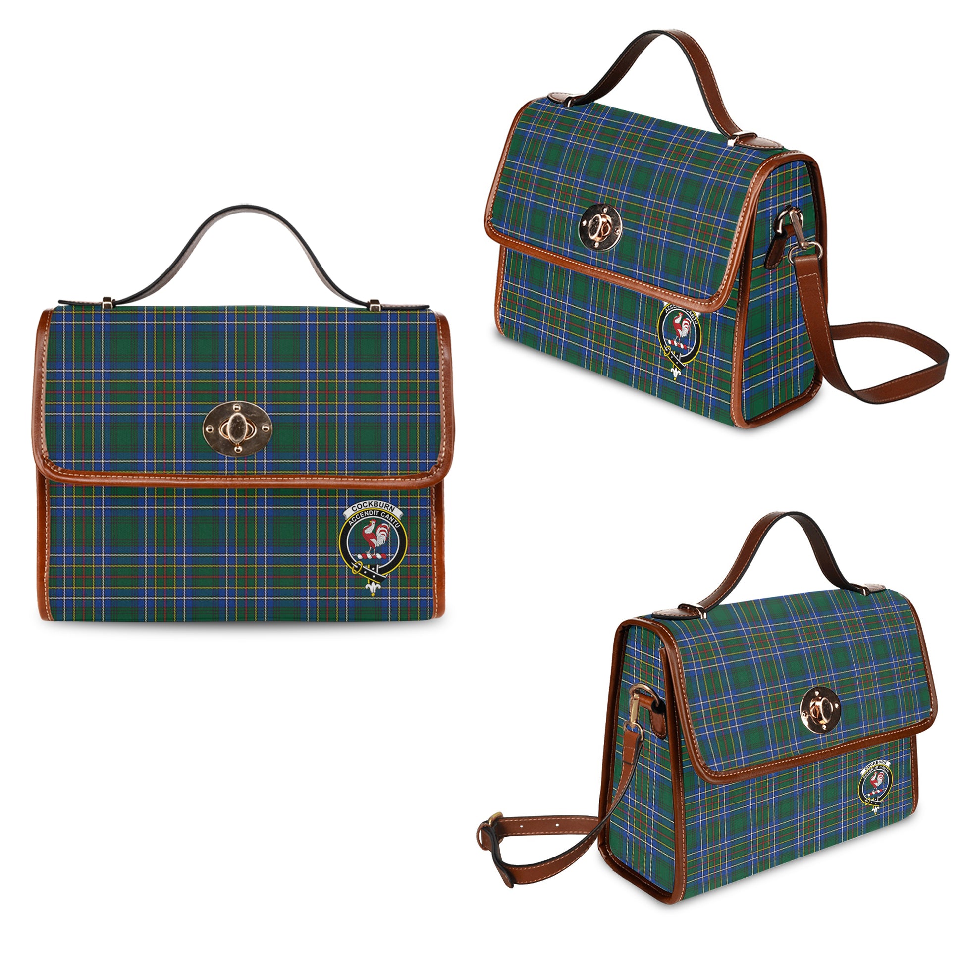 cockburn-ancient-tartan-leather-strap-waterproof-canvas-bag-with-family-crest