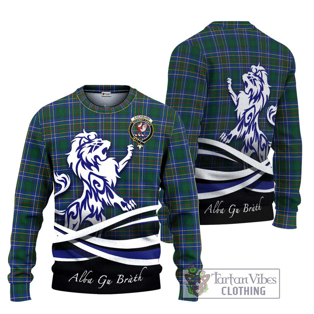 Cockburn Ancient Tartan Knitted Sweater with Alba Gu Brath Regal Lion Emblem Unisex - Tartanvibesclothing Shop