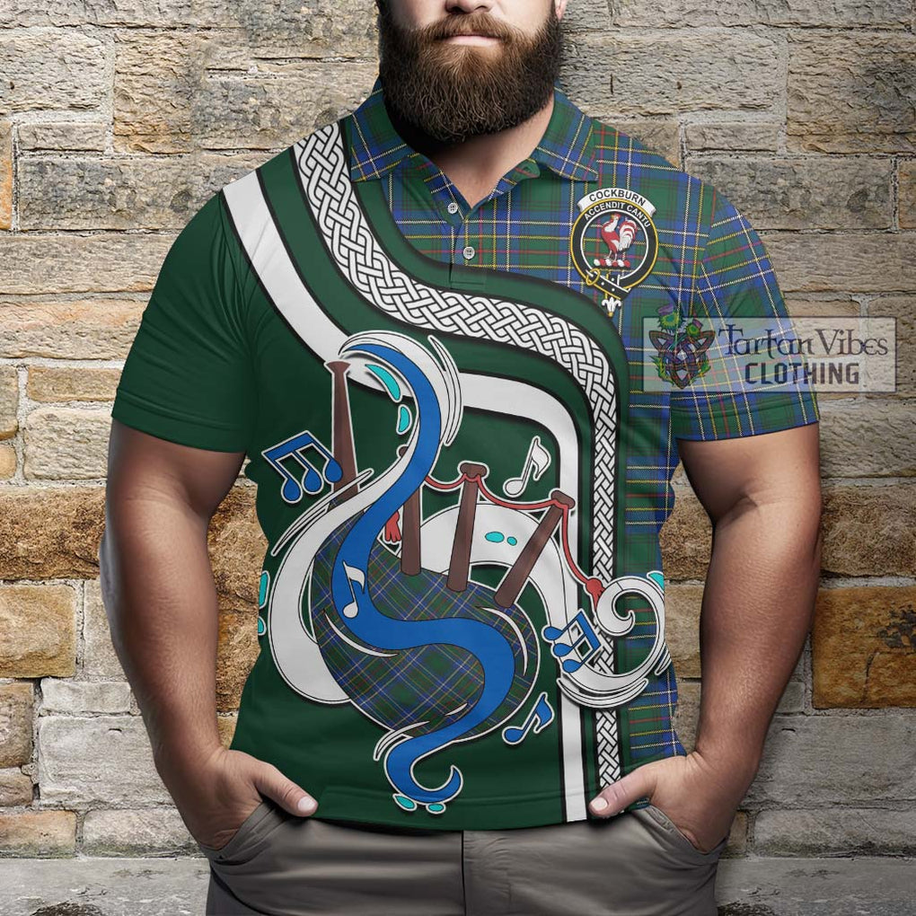 Tartan Vibes Clothing Cockburn Ancient Tartan Polo Shirt with Epic Bagpipe Style