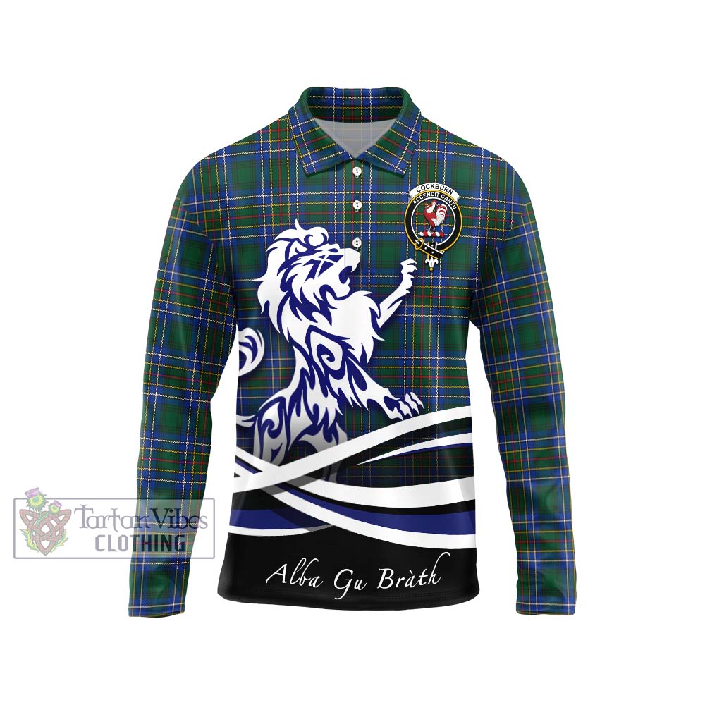 Cockburn Ancient Tartan Long Sleeve Polo Shirt with Alba Gu Brath Regal Lion Emblem Unisex - Tartanvibesclothing Shop