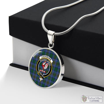 Cockburn Ancient Tartan Circle Necklace with Family Crest