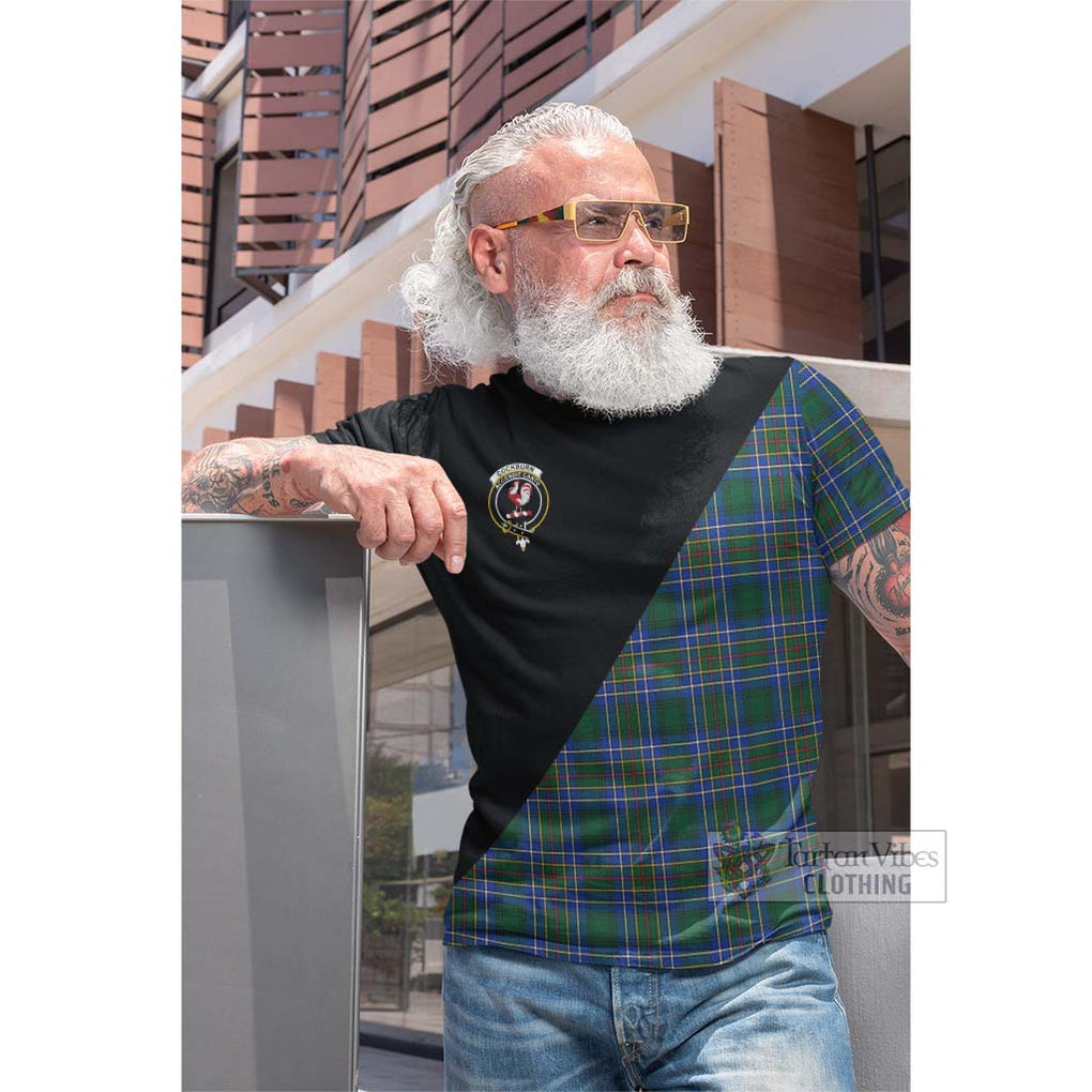 Tartan Vibes Clothing Cockburn Ancient Tartan Cotton T-shirt with Family Crest and Military Logo Style