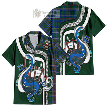 Cockburn Ancient Tartan Short Sleeve Button Shirt with Epic Bagpipe Style