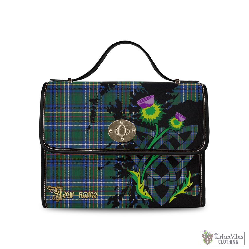 Tartan Vibes Clothing Cockburn Ancient Tartan Waterproof Canvas Bag with Scotland Map and Thistle Celtic Accents