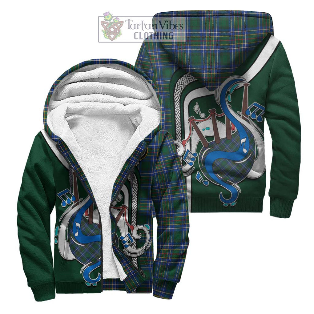 Cockburn Ancient Tartan Sherpa Hoodie with Epic Bagpipe Style Unisex S - Tartanvibesclothing Shop