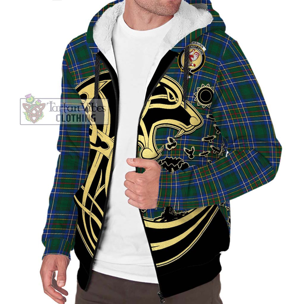 Cockburn Ancient Tartan Sherpa Hoodie with Family Crest Celtic Wolf Style Unisex S - Tartan Vibes Clothing