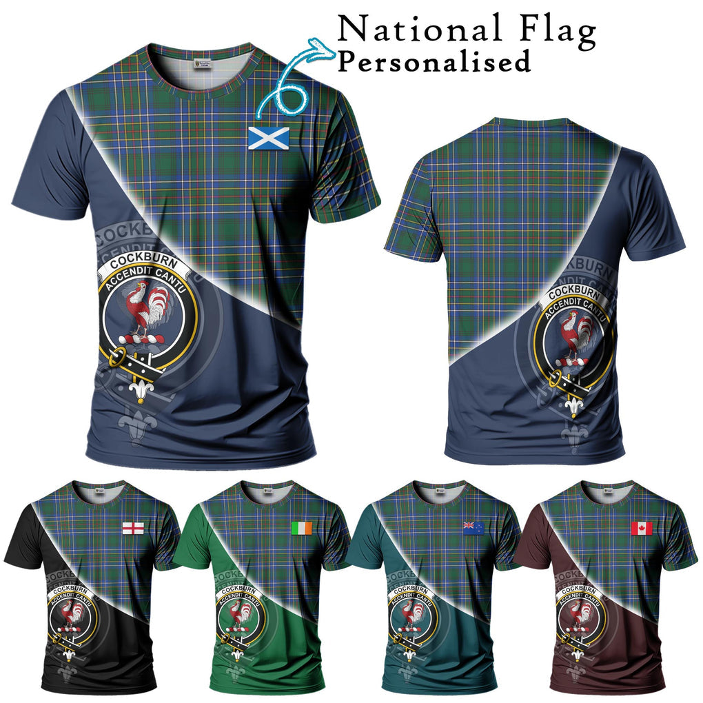 Cockburn Ancient Tartan T-Shirt with Personalised National Flag and Family Crest Half Style Kid's Shirt - Tartanvibesclothing Shop