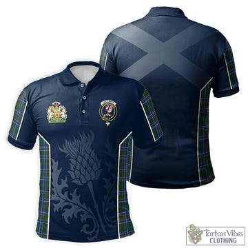 Cockburn Ancient Tartan Men's Polo Shirt with Family Crest and Scottish Thistle Vibes Sport Style