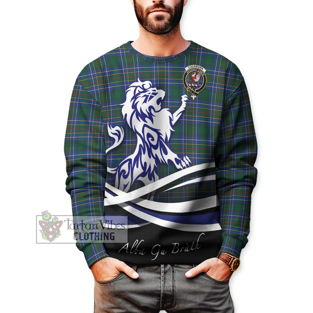 Cockburn Ancient Tartan Sweatshirt with Alba Gu Brath Regal Lion Emblem Unisex - Tartanvibesclothing Shop