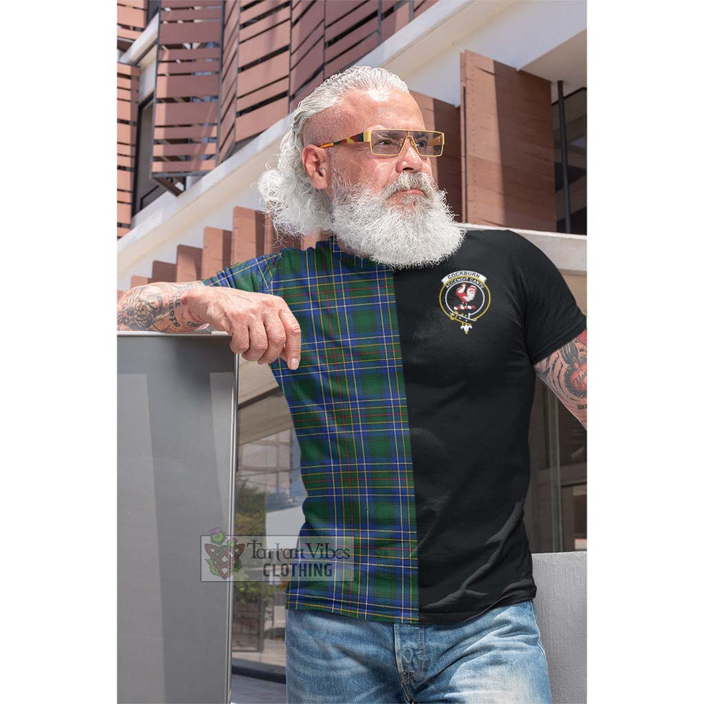 Tartan Vibes Clothing Cockburn Ancient Tartan Cotton T-shirt with Family Crest and Half Of Me Style