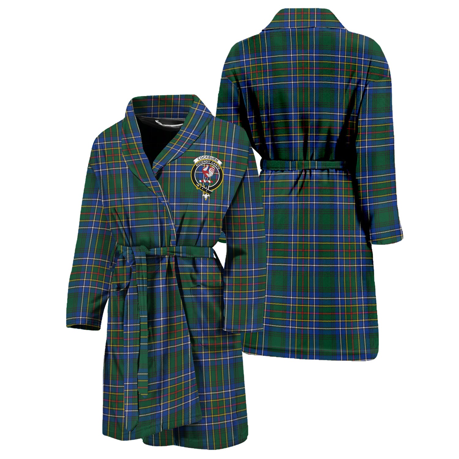 Cockburn Ancient Tartan Bathrobe with Family Crest Unisex S - Tartan Vibes Clothing