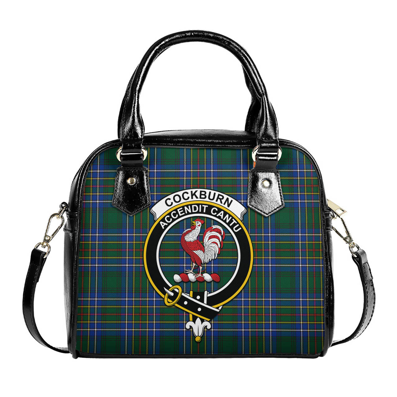 Cockburn Ancient Tartan Shoulder Handbags with Family Crest One Size 6*25*22 cm - Tartanvibesclothing