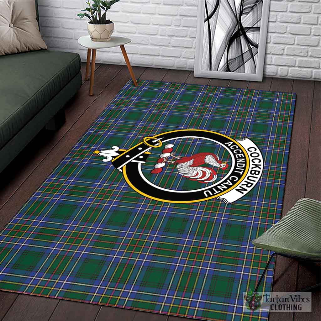 Tartan Vibes Clothing Cockburn Ancient Tartan Area Rug with Family Crest