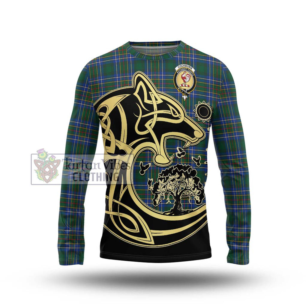 Cockburn Ancient Tartan Long Sleeve T-Shirt with Family Crest Celtic Wolf Style Unisex - Tartan Vibes Clothing