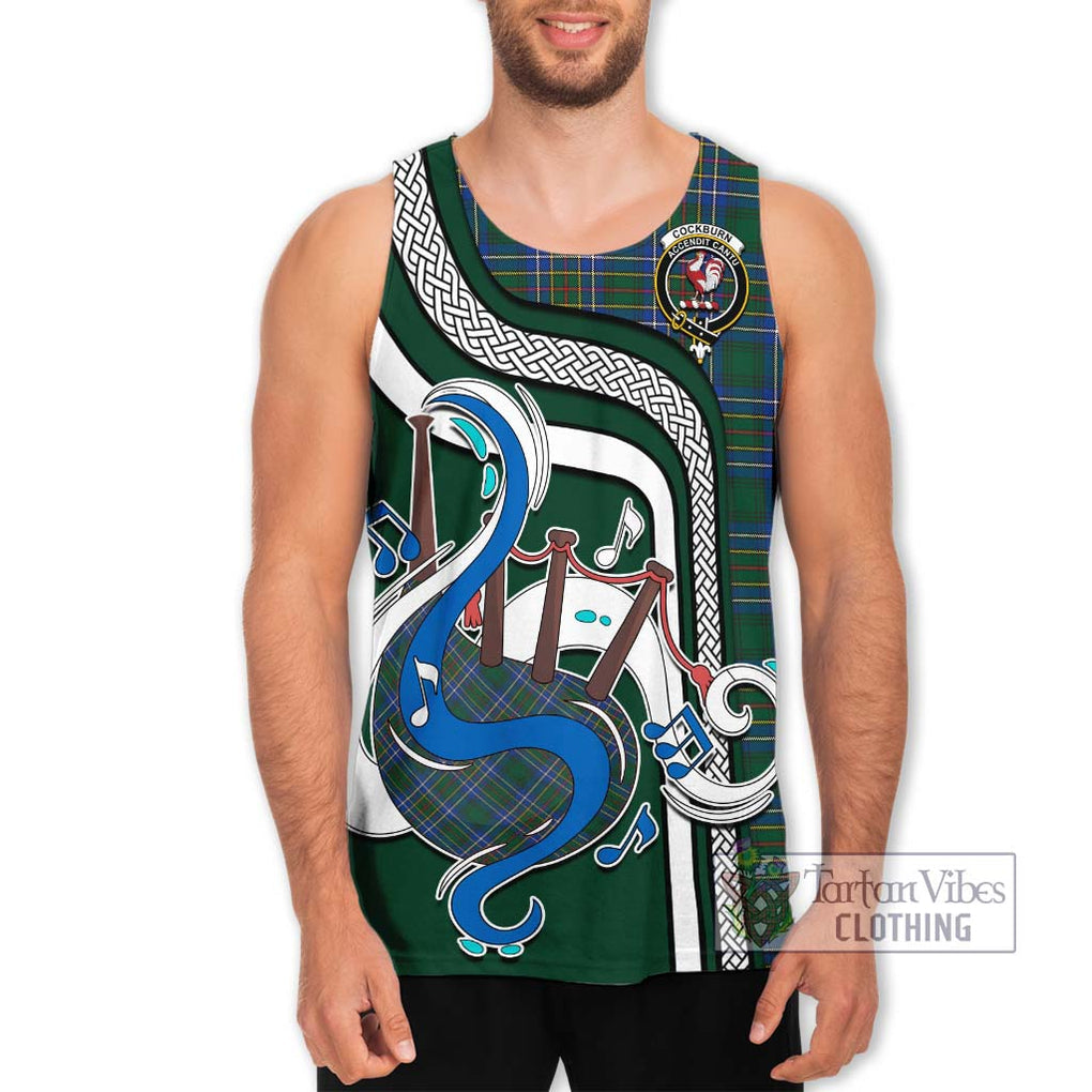 Cockburn Ancient Tartan Men's Tank Top with Epic Bagpipe Style Men - Tartanvibesclothing Shop