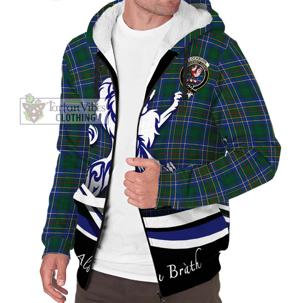 Cockburn Ancient Tartan Sherpa Hoodie with Alba Gu Brath Regal Lion Emblem Unisex S - Tartanvibesclothing Shop