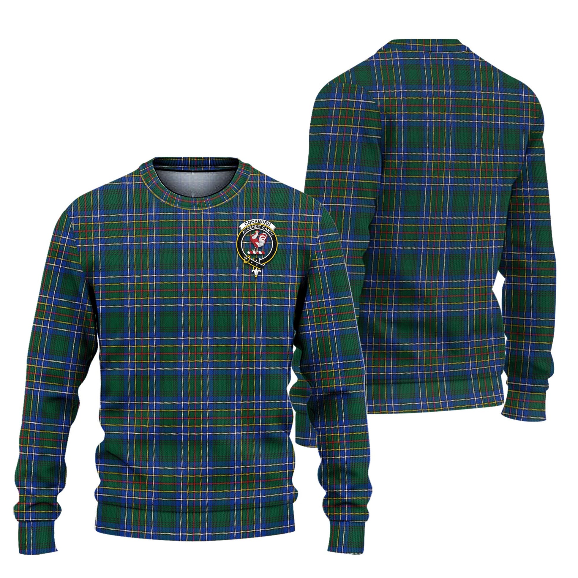 Cockburn Ancient Tartan Knitted Sweater with Family Crest Unisex - Tartanvibesclothing