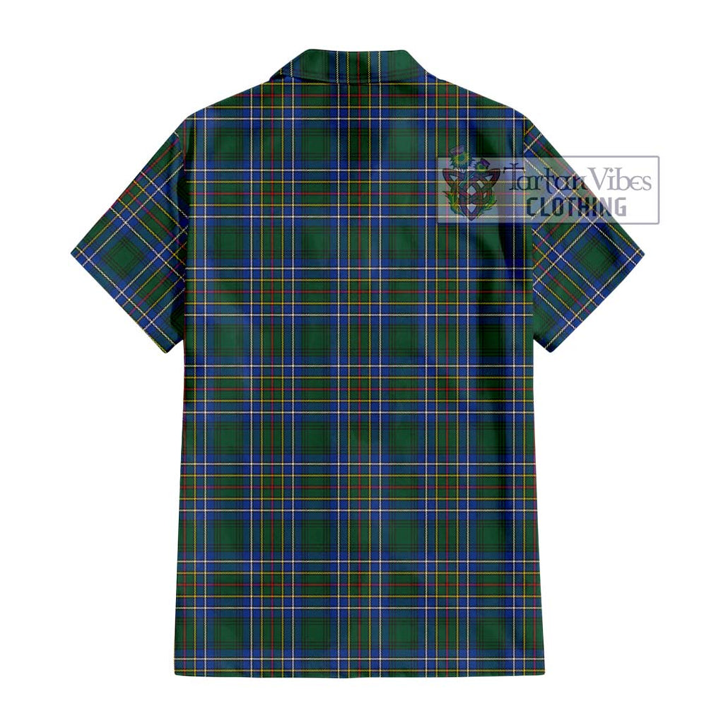 Cockburn Ancient Tartan Short Sleeve Button Shirt with Family Crest DNA In Me Style - Tartanvibesclothing Shop